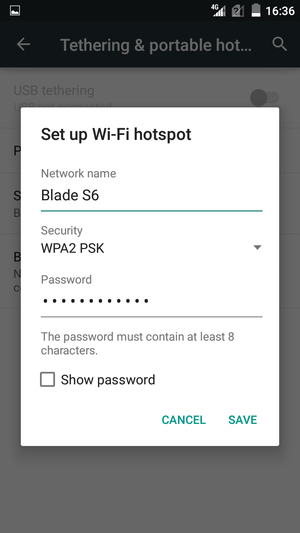 Enter a password of at least 8 characters and select SAVE