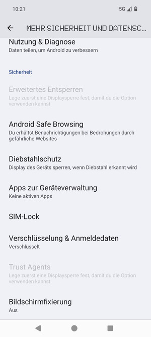 Scrollen Sie und wählen Sie  SIM-Lock