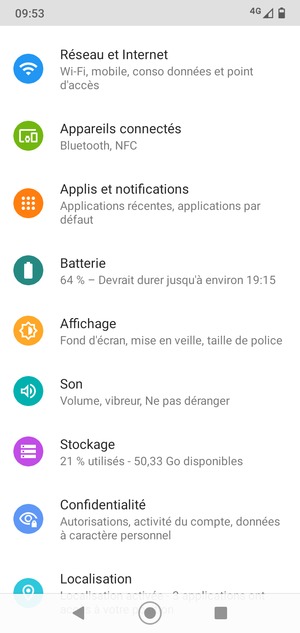 Sélectionnez Réseau et Internet