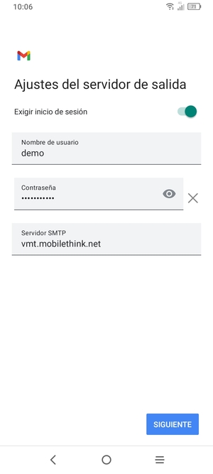Introduzca la dirección de servidor saliente