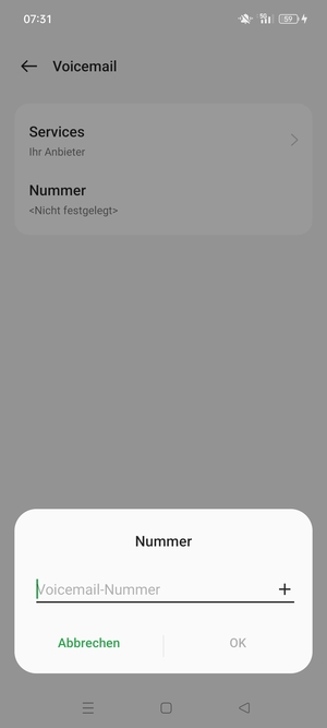 Geben Sie die Mailboxnummer ein und wählen Sie OK