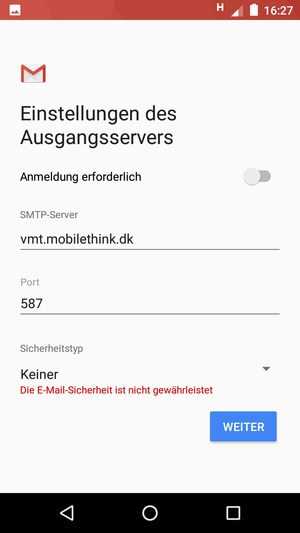 Wählen Sie WEITER