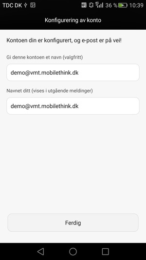 Gi kontoen din et navn, og skriv inn navnet ditt. Velg Ferdig