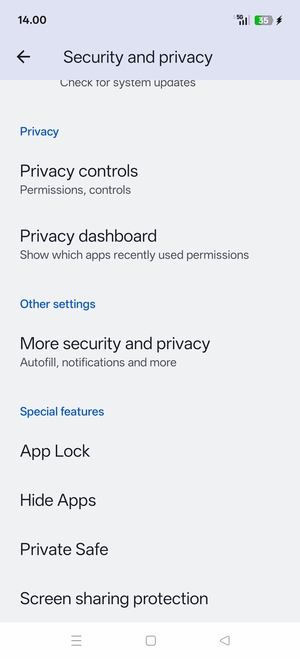 Scroll to and select More security and privacy