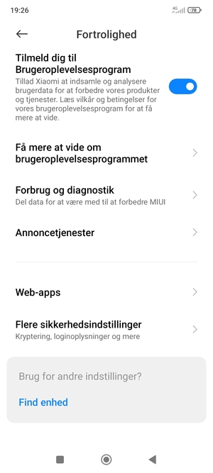 Scroll til og vælg Flere sikkerhedsindstillinger