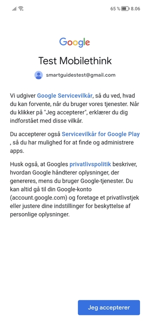 Vælg Jeg accepterer