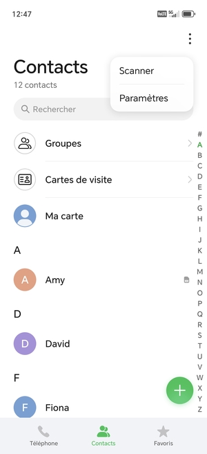 Sélectionnez Paramètres