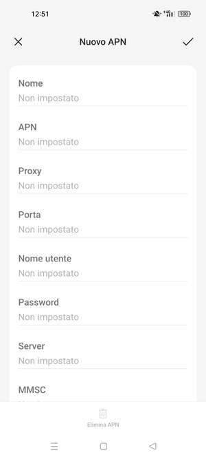 Inserisci le informazioni di Internet