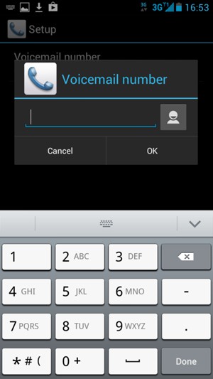 Enter the voicemail number and select OK
