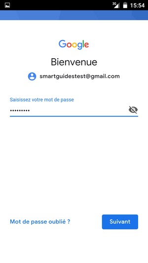 Saisissez votre mot de passe et sélectionnez Suivant