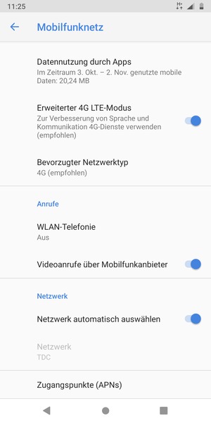 Scrollen Sie und wählen Sie Zugangspunkte (APNs)