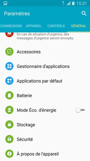 Faites défiler et sélectionnez  Sécurité