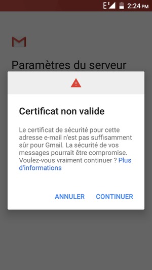 Sélectionnez CONTINUER