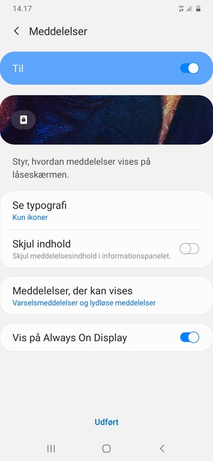 Vælg dine foretrukne muligheder og vælg Udført