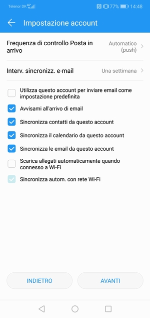 Seleziona AVANTI