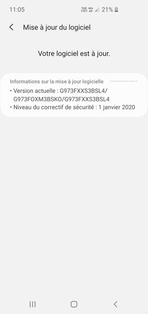 Si votre téléphone est à jour, vous verrez l'écran suivant
