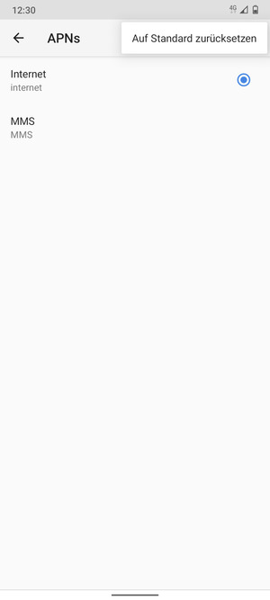 Wählen Sie Auf Standard zurücksetzen