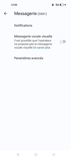 Sélectionnez Paramètres avancés