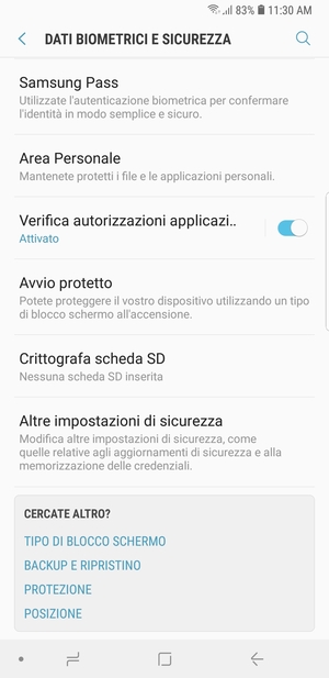 Scorri e seleziona Altre impostazioni di sicurezza