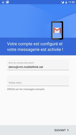 Donnez un nom à votre compte et saisissez votre nom. Sélectionnez SUIVANT
