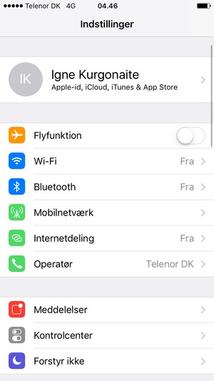 Vælg Apple-id, iCloud, iTunes & App Store