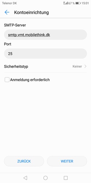 Deaktivieren Sie das Kontrollkästchen Anmeldung erforderlich und wählen Sie WEITER