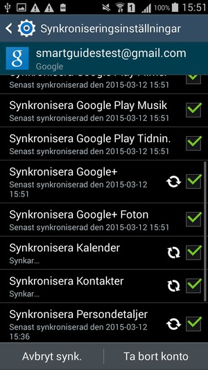 Dina kontakter från Google kommer nu att synkroniseras med din telefon