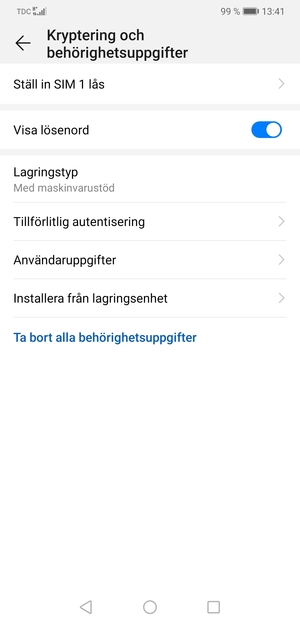 Välj Ställ in SIM lås