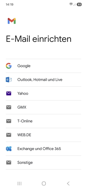 Wählen Sie Google