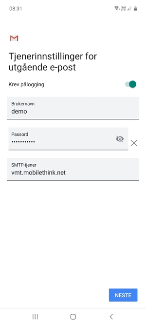 Skriv inn utgående serveradresse