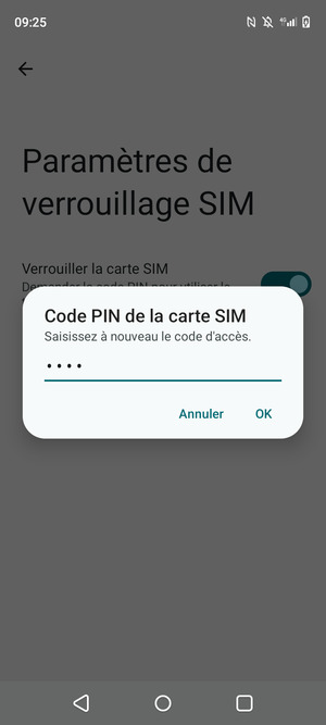 Veuillez confirmer votre nouveau code PIN et sélectionner OK