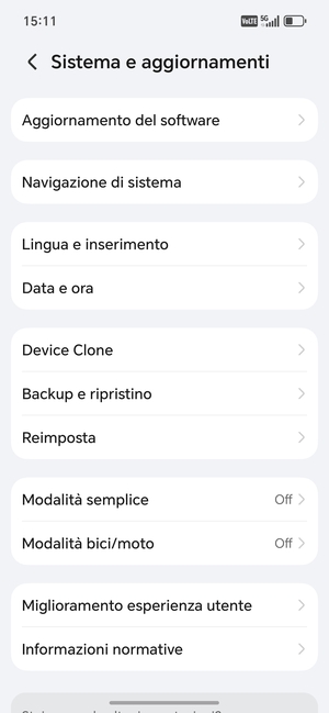 Seleziona Aggiornamento del software