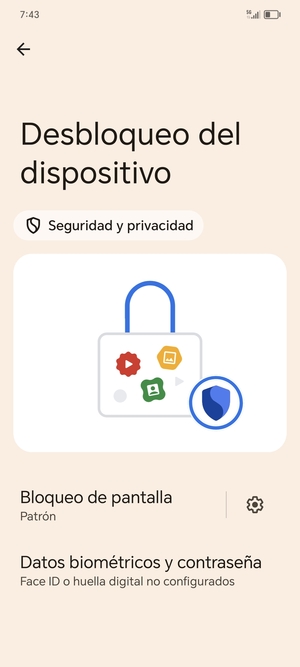 El teléfono ha sido asegurado con un bloqueo de pantalla.