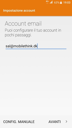 Inserisci il tuo indirizzo email e seleziona AVANTI