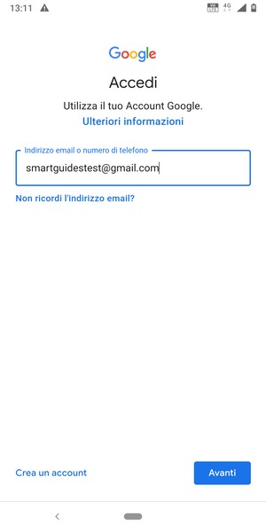Inserisci il tuo indirizzo Gmail e seleziona Avanti