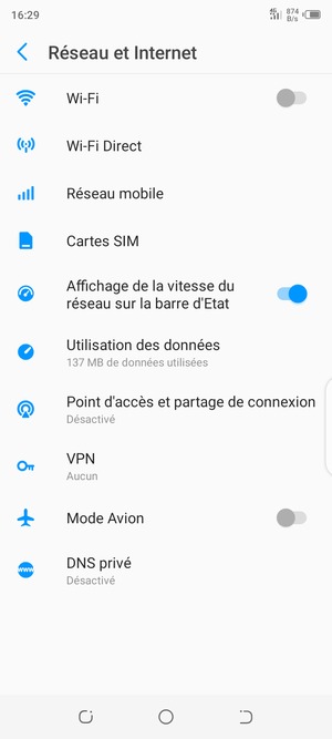 Sélectionnez Réseau mobile