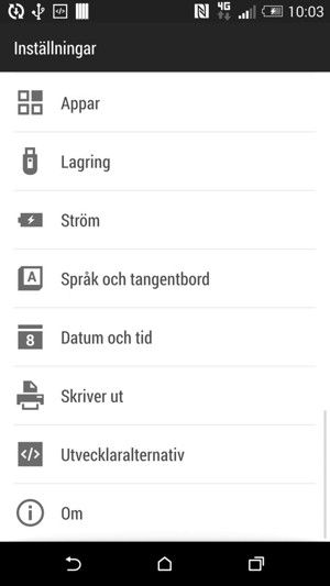 Scrolla till och välj Om