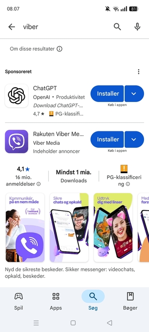 Vælg appen