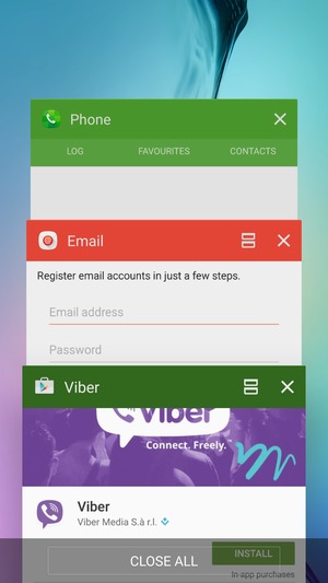 Swipe apps to the right to close them