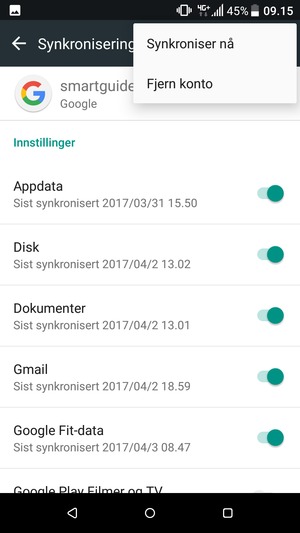 Velg Synkroniser nå