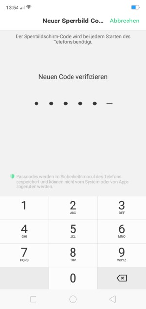 Ihren neuen Code bestätigen
