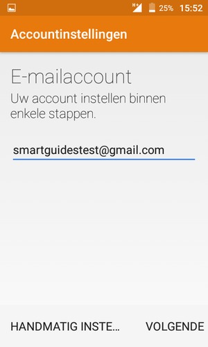 Voer uw Gmail of Hotmail adres in en selecteer VOLGENDE
