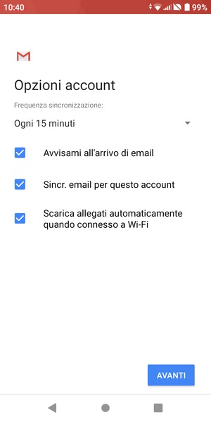Seleziona AVANTI