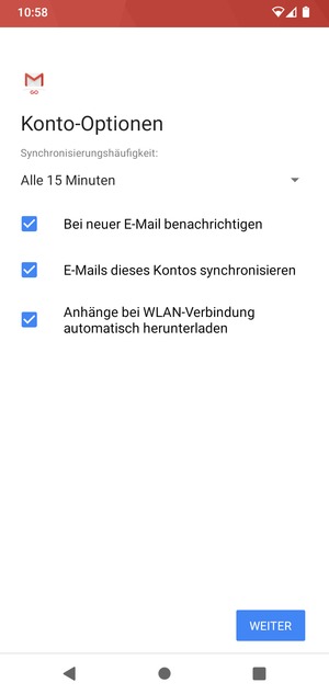 Wählen Sie WEITER