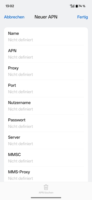 Geben Sie MMS-Informationen ein