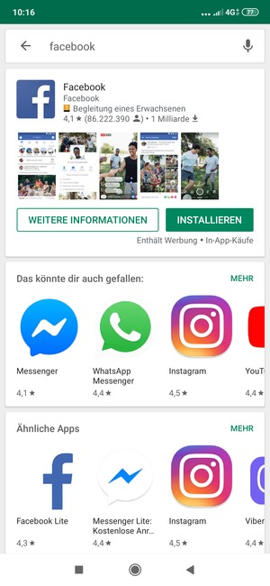 Wählen Sie die App