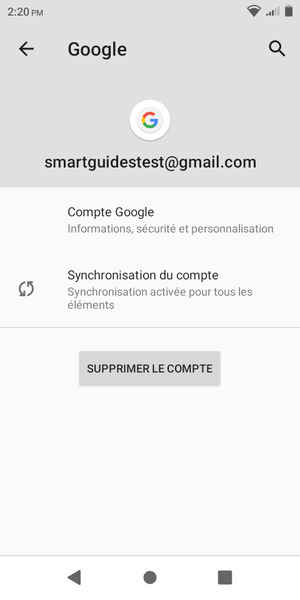 Sélectionnez Synchronisation du compte