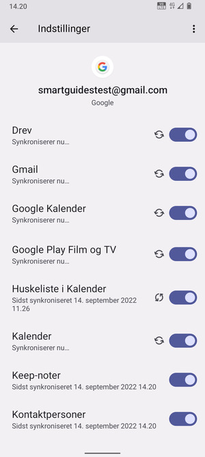 Dine oplysninger vil blive synkroniseret