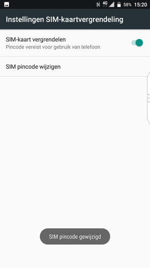 Uw Pincode voor simkaart is gewijzigd
