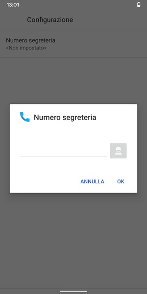 Inserisci Numero segreteria e seleziona OK